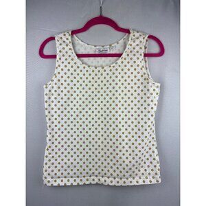 Joan Rivers Womens Polka Dot Sleeveless Top Small White & Beige